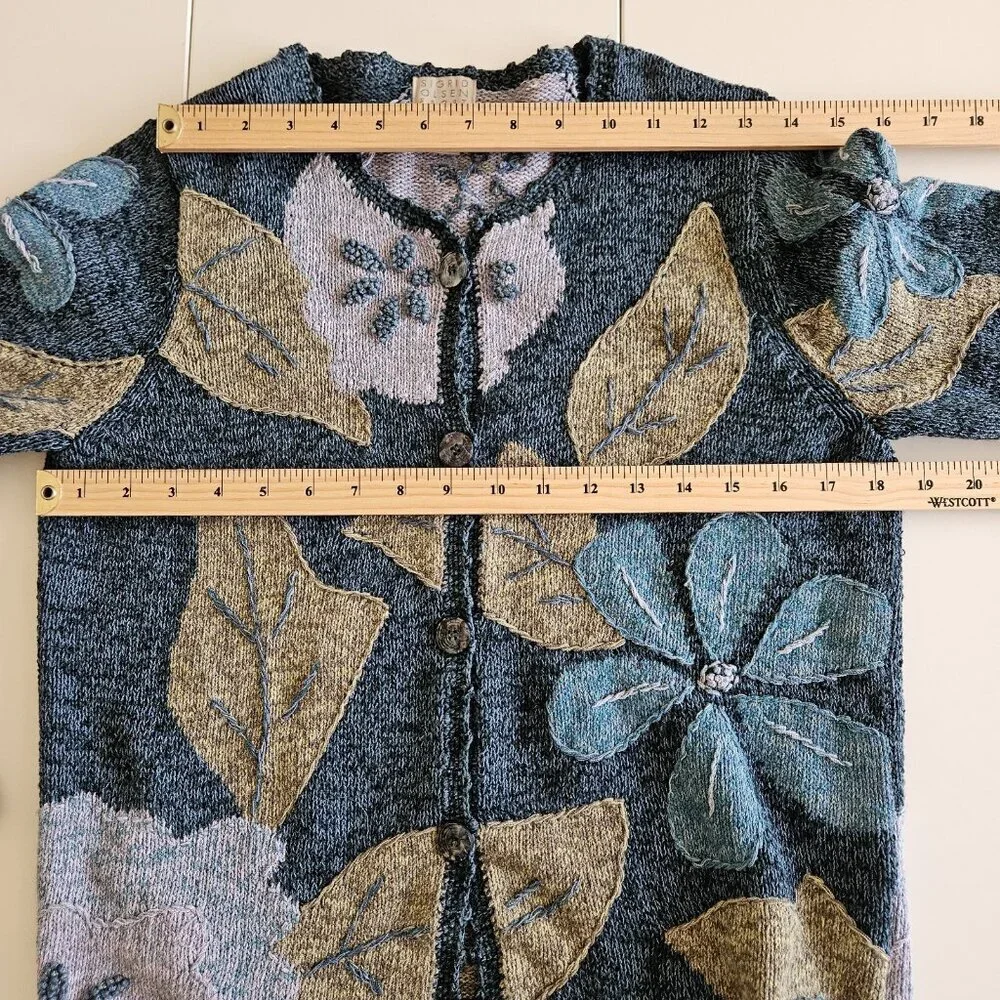 Vtg Sigrid Olsen Knit Cardigan Womens M Multicolor LS Buttons Boho Floral Boho - Picture 4 of 16